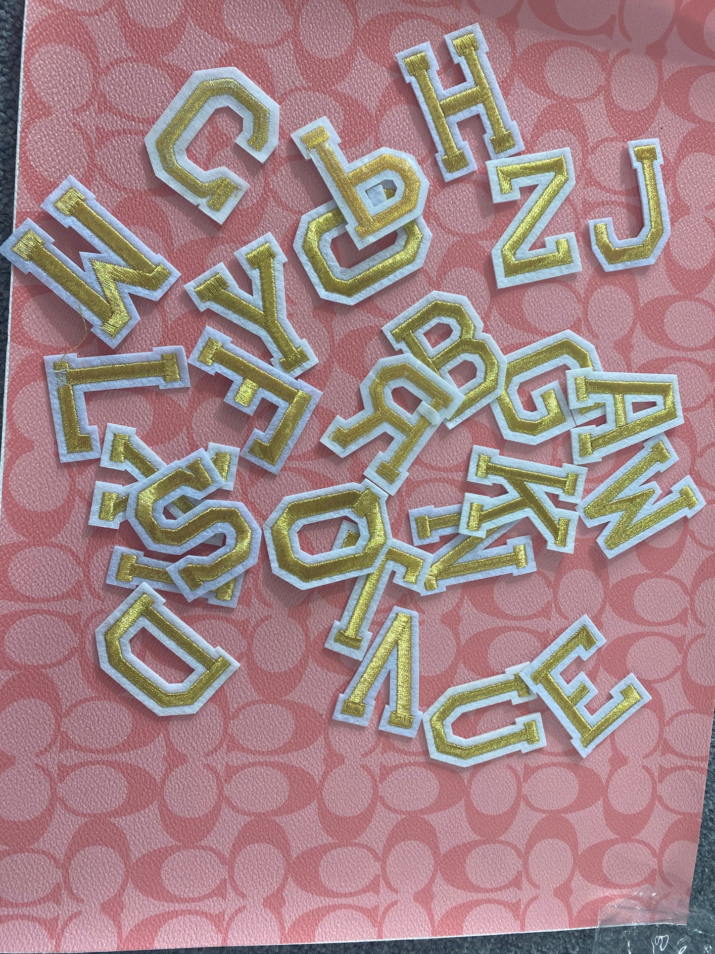 Golden letters A-Z iron on patches