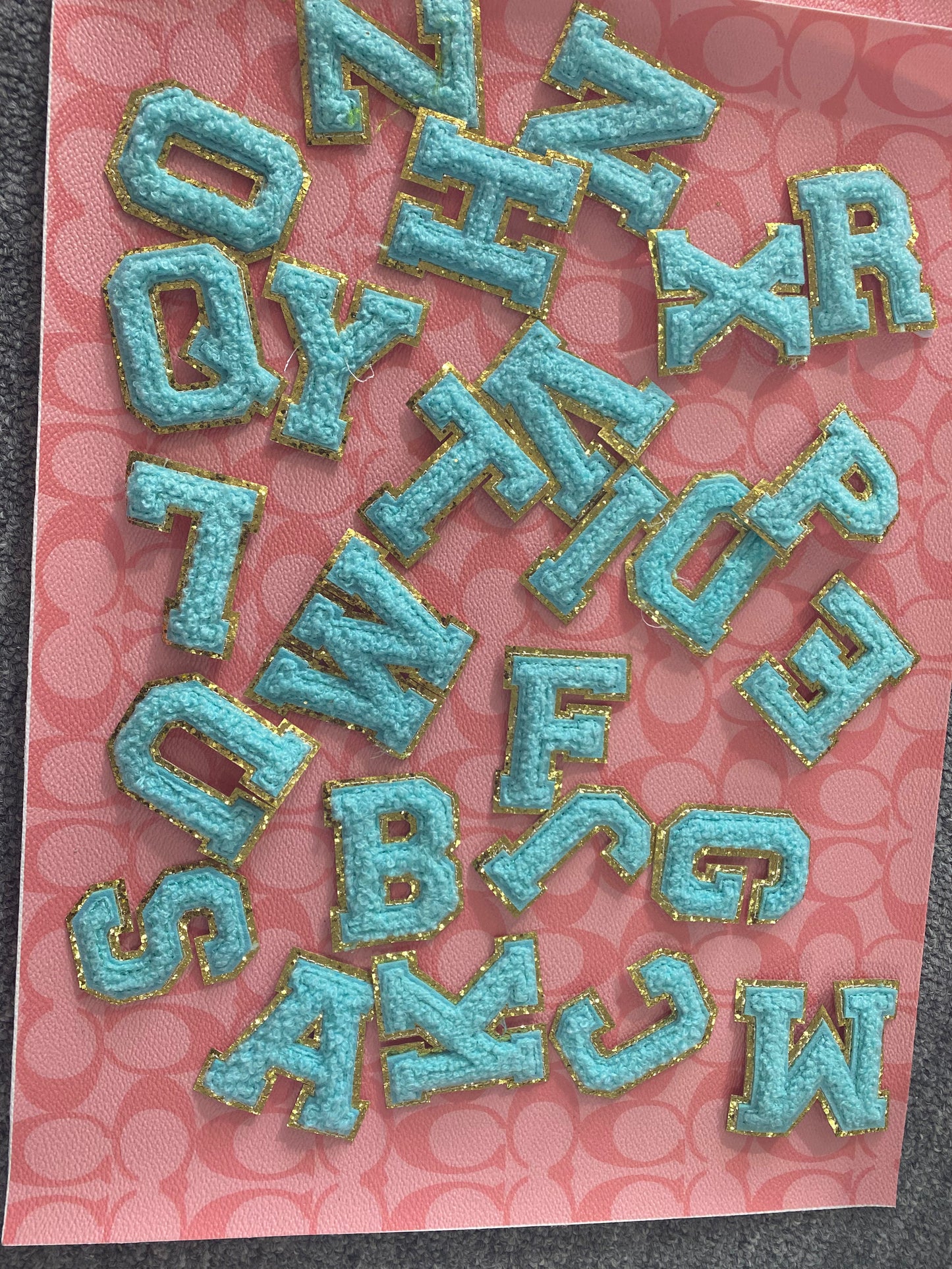 Tiffany color letters A-Z iron on patches