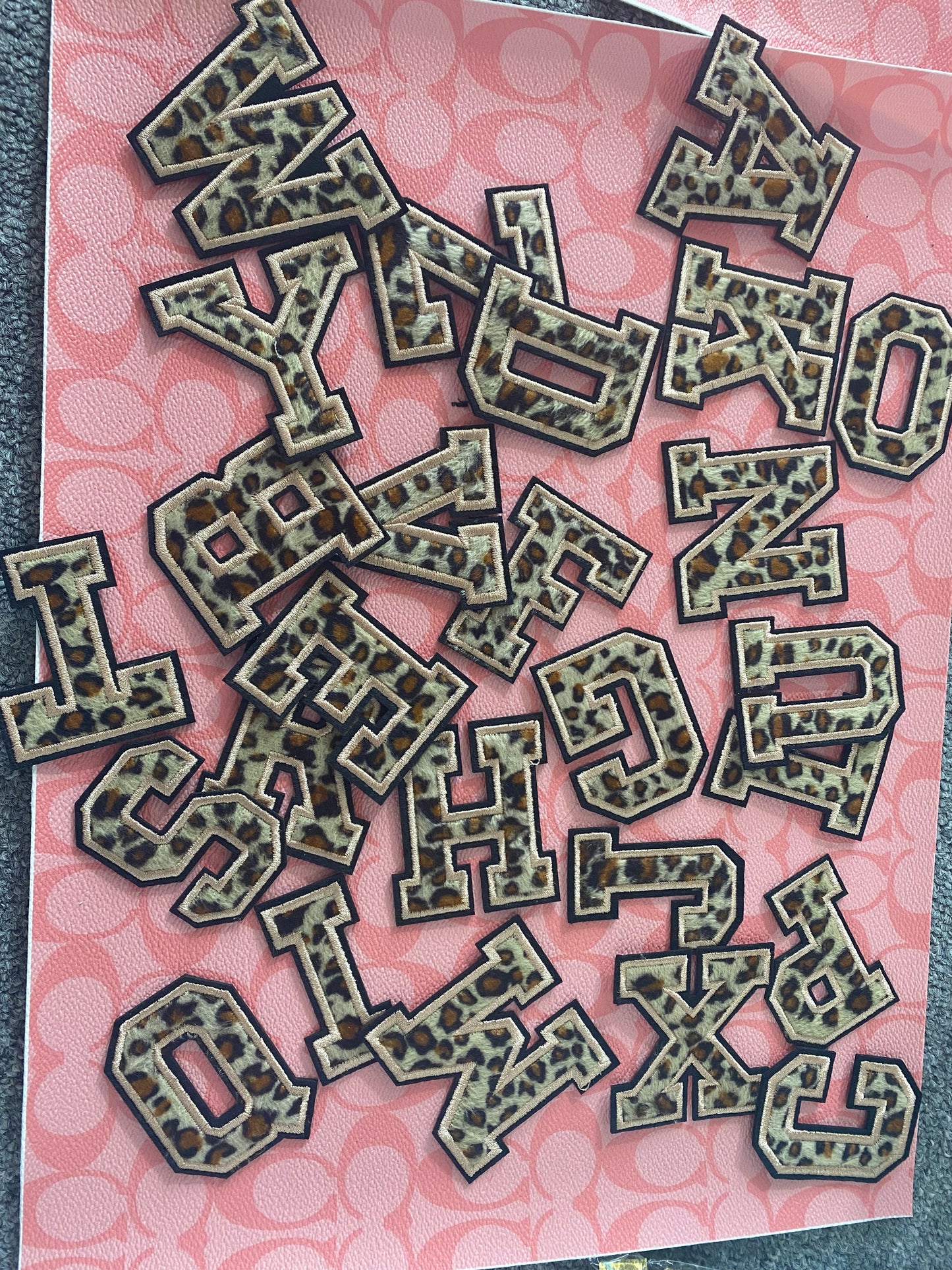 Leopard letters A-Z iron on patches