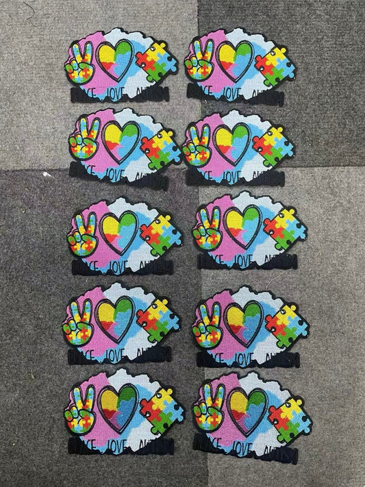 Peace love autism  10pcs iron on small patched