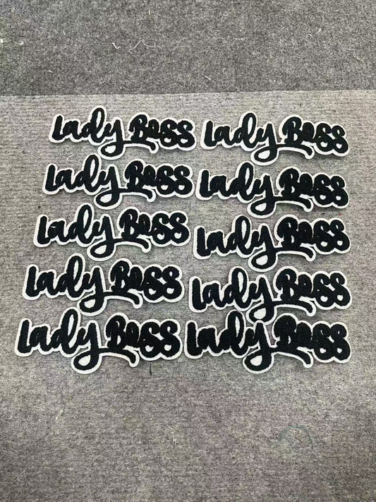 Lady boss black letter  10pcs iron on small patched